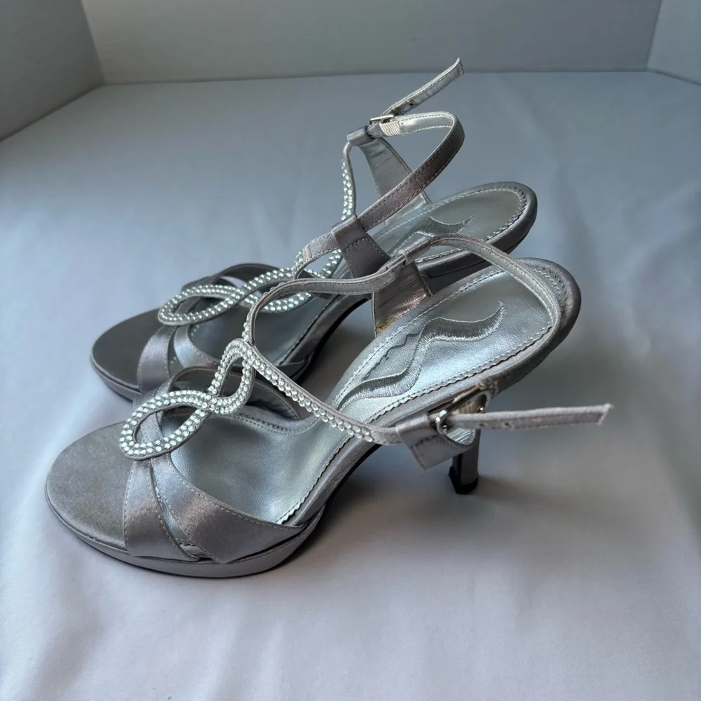 Touch of Nina Silver Rhinestone Heels